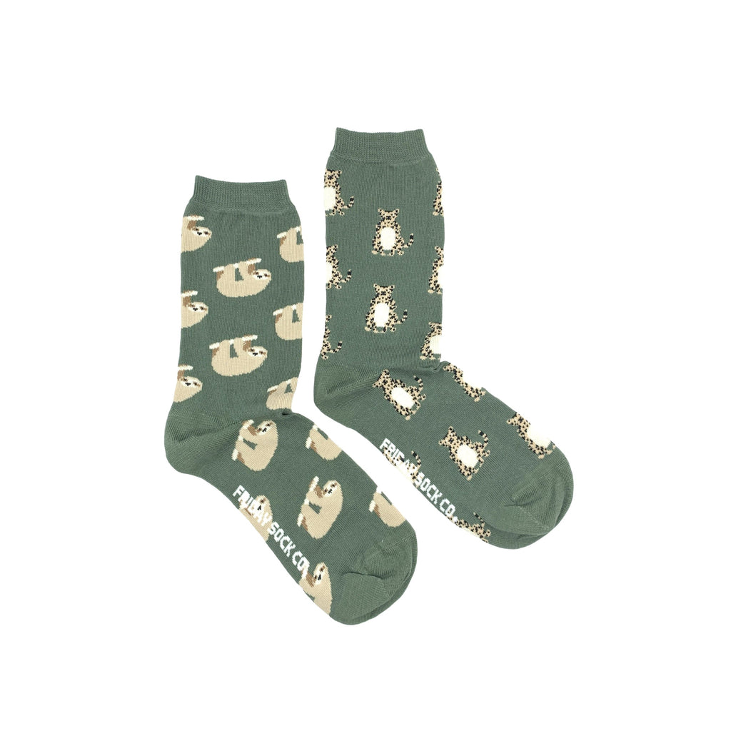 Women's Cheetah & Sloth Socks-Socks-Canada-Friday Sock Co.