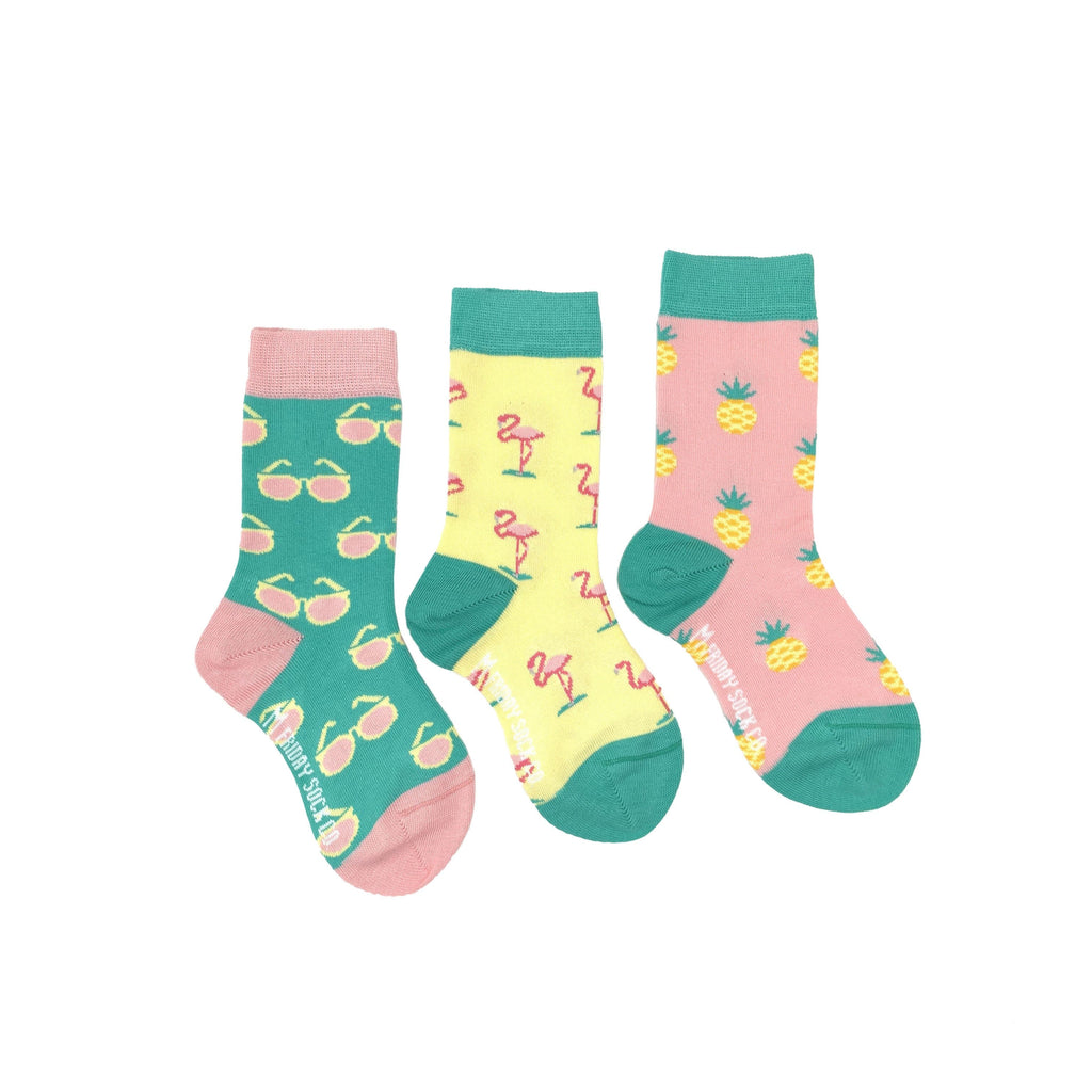 Kid's Flamingo, Pineapple & Sunglass Socks-Kid's Socks-Canada-Friday Sock Co.