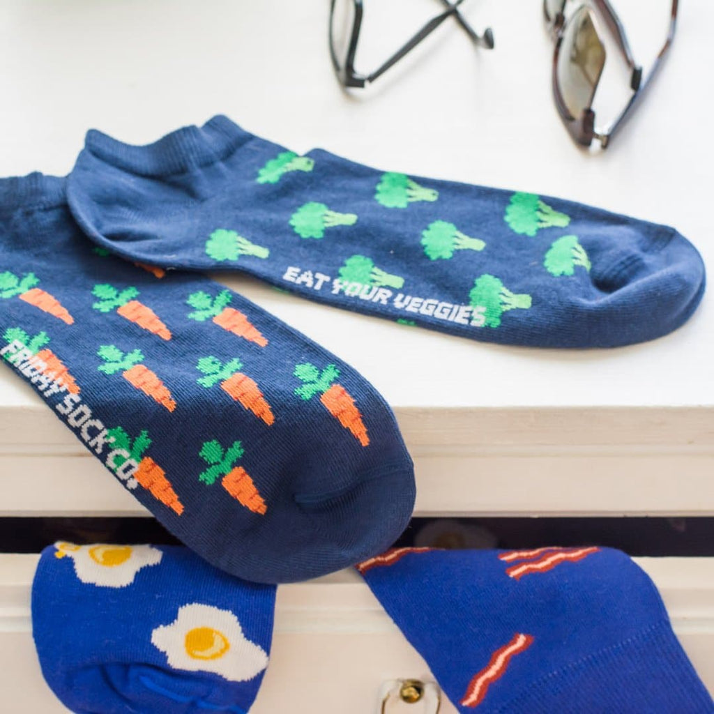 Men's Broccoli & Carrot Veggie Ankle Socks-Men's Ankle Socks-Canada-Friday Sock Co.
