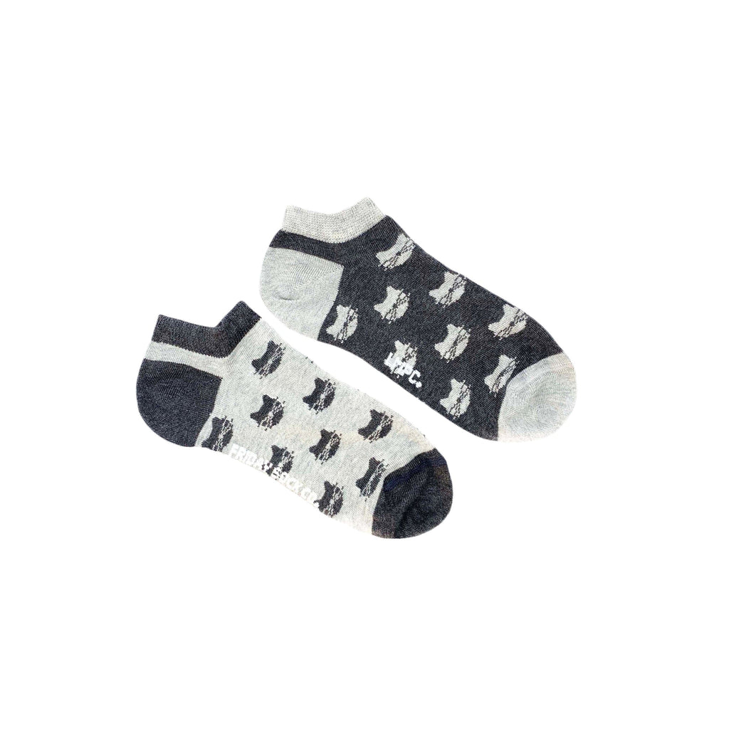 Women's Inverted Grey Cat Ankle Socks-Men's Ankle Socks-Canada-Friday Sock Co.