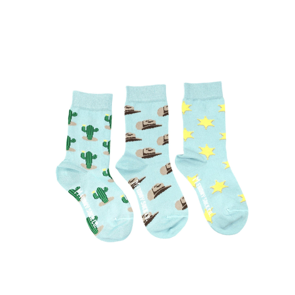 Kid's Sherif, Cactus, and Cowboy Hat Socks-Kid's Socks-Canada-Friday Sock Co.