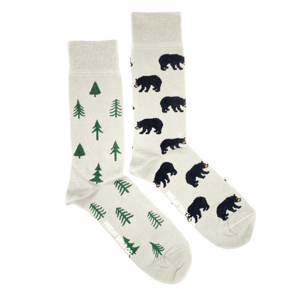 Bear Tree Socks Mismatched by Design Friday Sock Co
