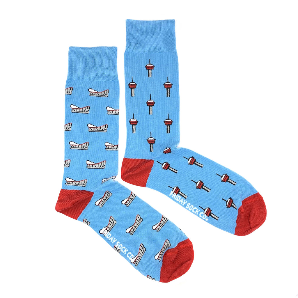 Men's Calgary Tower & Calgary Saddledome Socks-Men's Socks-Canada-Friday Sock Co.