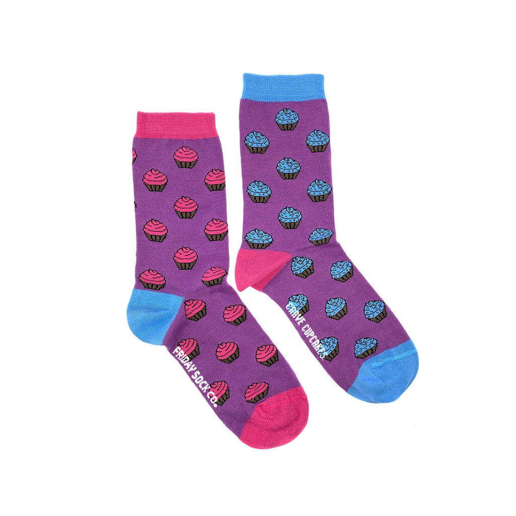 Women's Purple Crave Cupcake Socks-Women's Socks-Canada-Friday Sock Co.