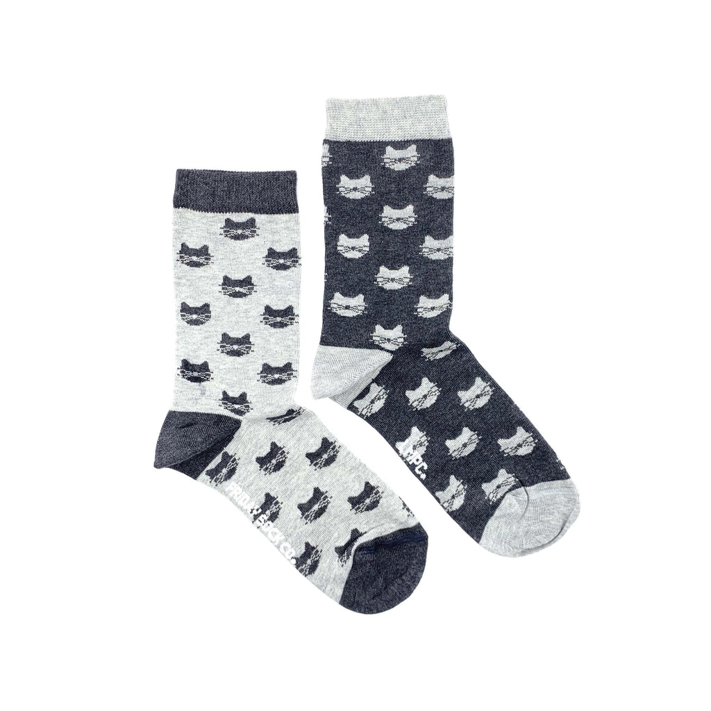 Women's Inverted Grey Cat Socks-Women's Ankle Socks-Canada-Friday Sock Co.