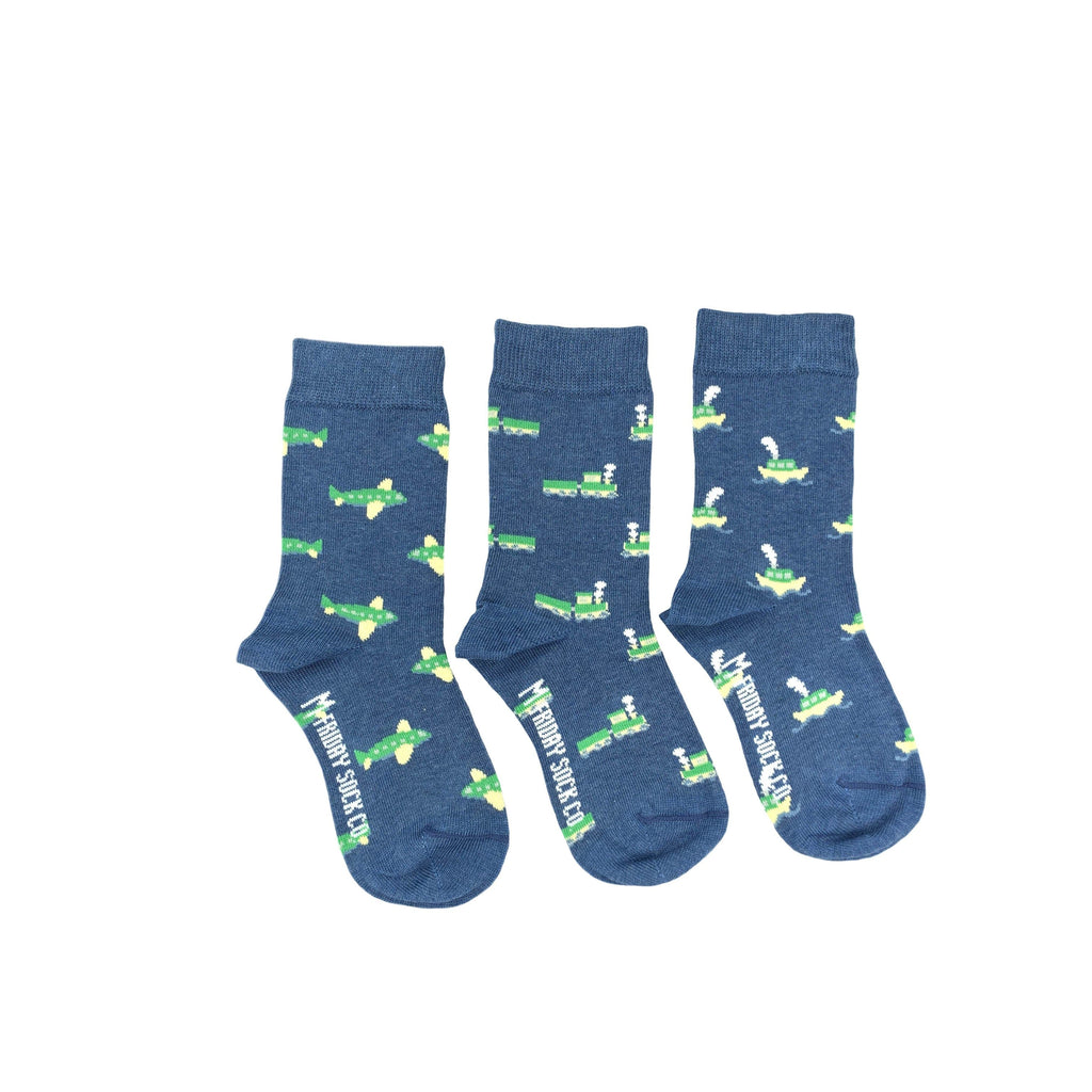 Kid's Plane, Train, & Boat Socks-Kid's Socks-Canada-Friday Sock Co.