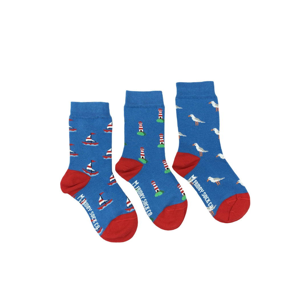 Kid's Sailboat, Seagull, & Lighthouse Socks-Kid's Socks-Canada-Friday Sock Co.