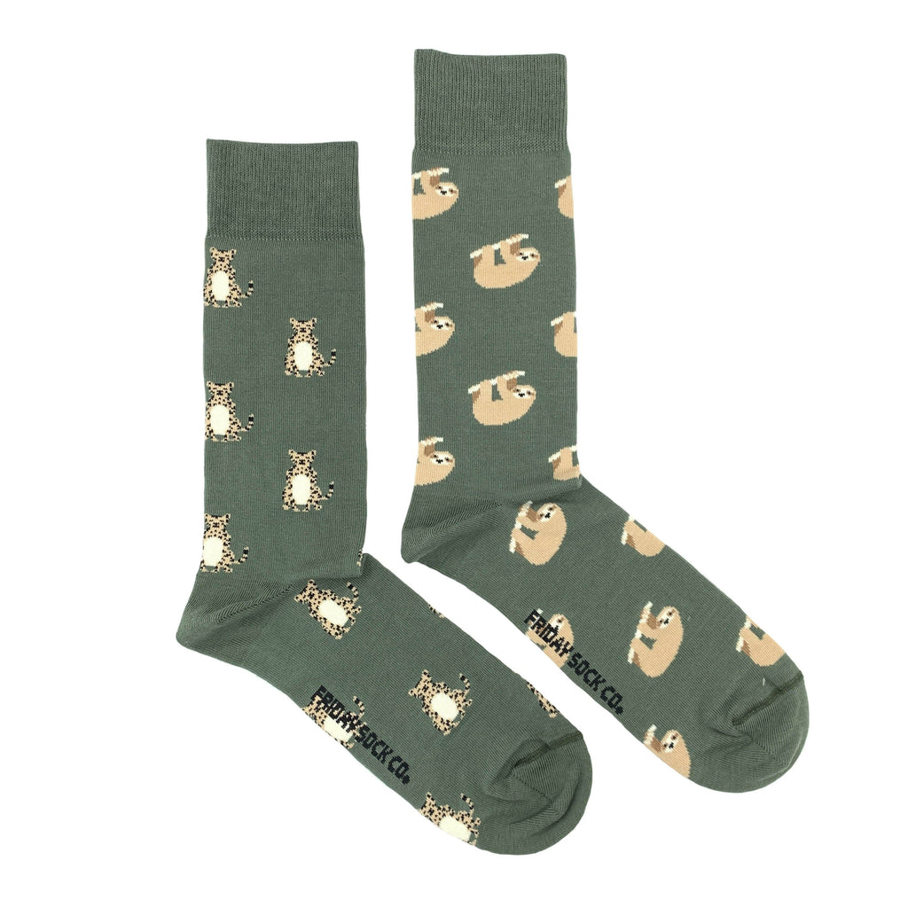 Men's Cheetah & Sloth Socks-Men's Socks-Canada-Friday Sock Co.