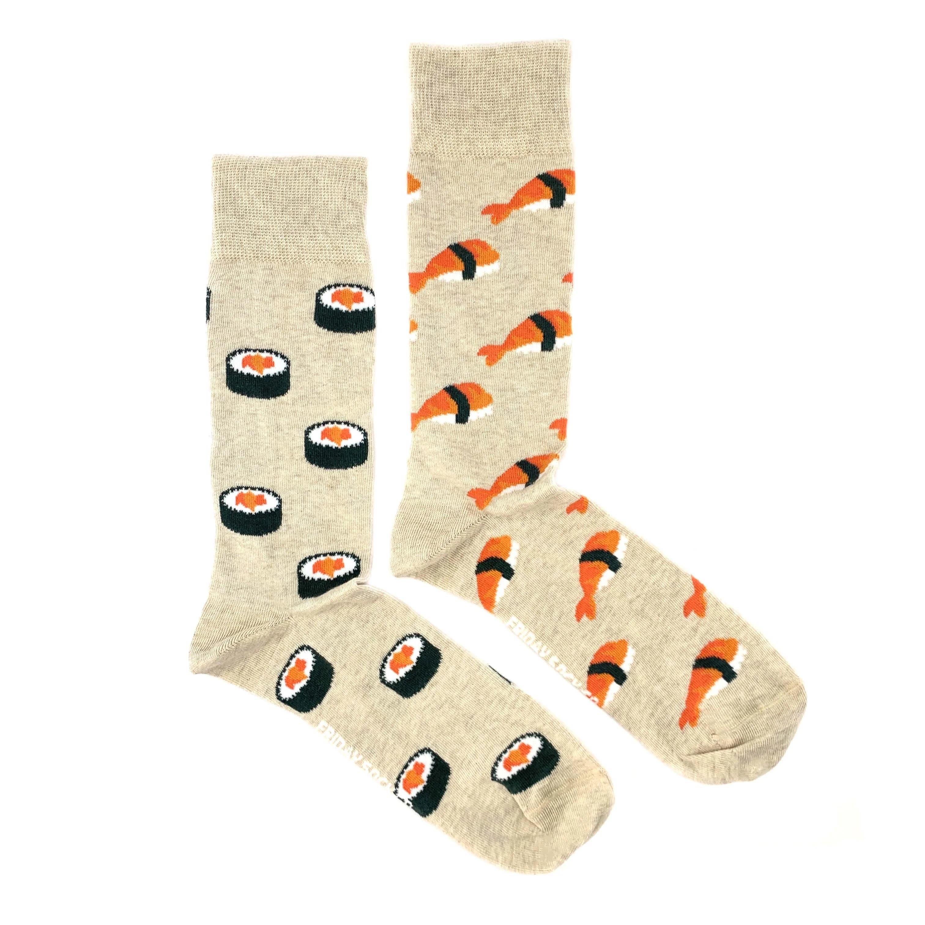 Men's Beige Sushi Socks | Mismatched by Design | Friday Sock Co.