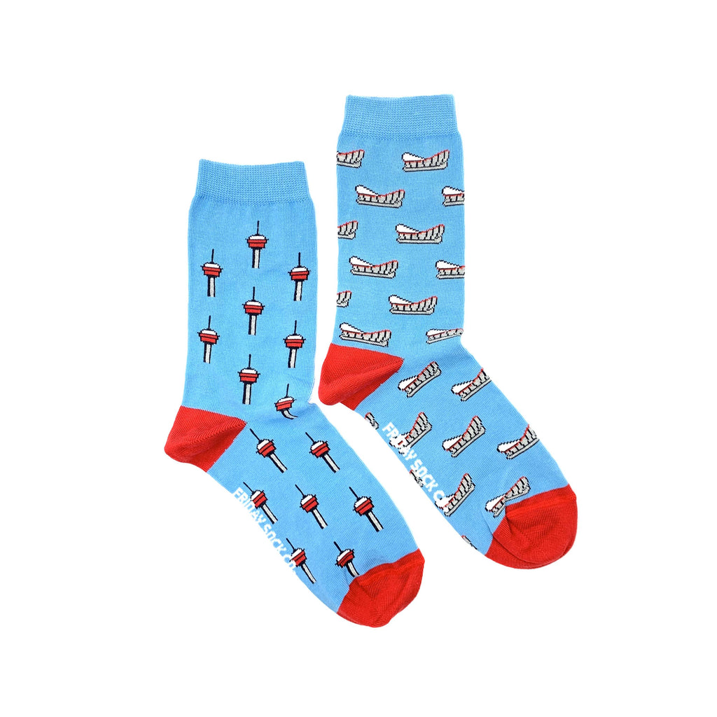 Women's Calgary Tower & Calgary Saddledome Socks-Canada-Friday Sock Co.