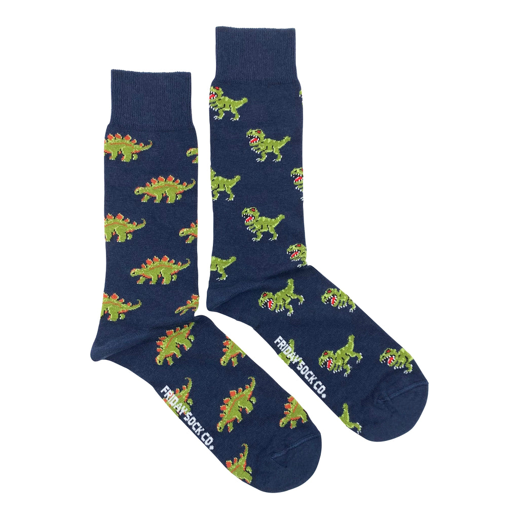 navy blue socks with green dinosaurs for men
