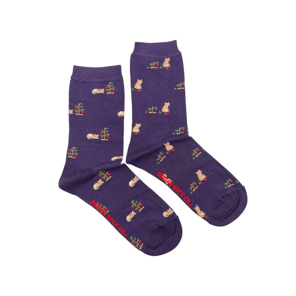 Women's Cat & Christmas Tree Socks